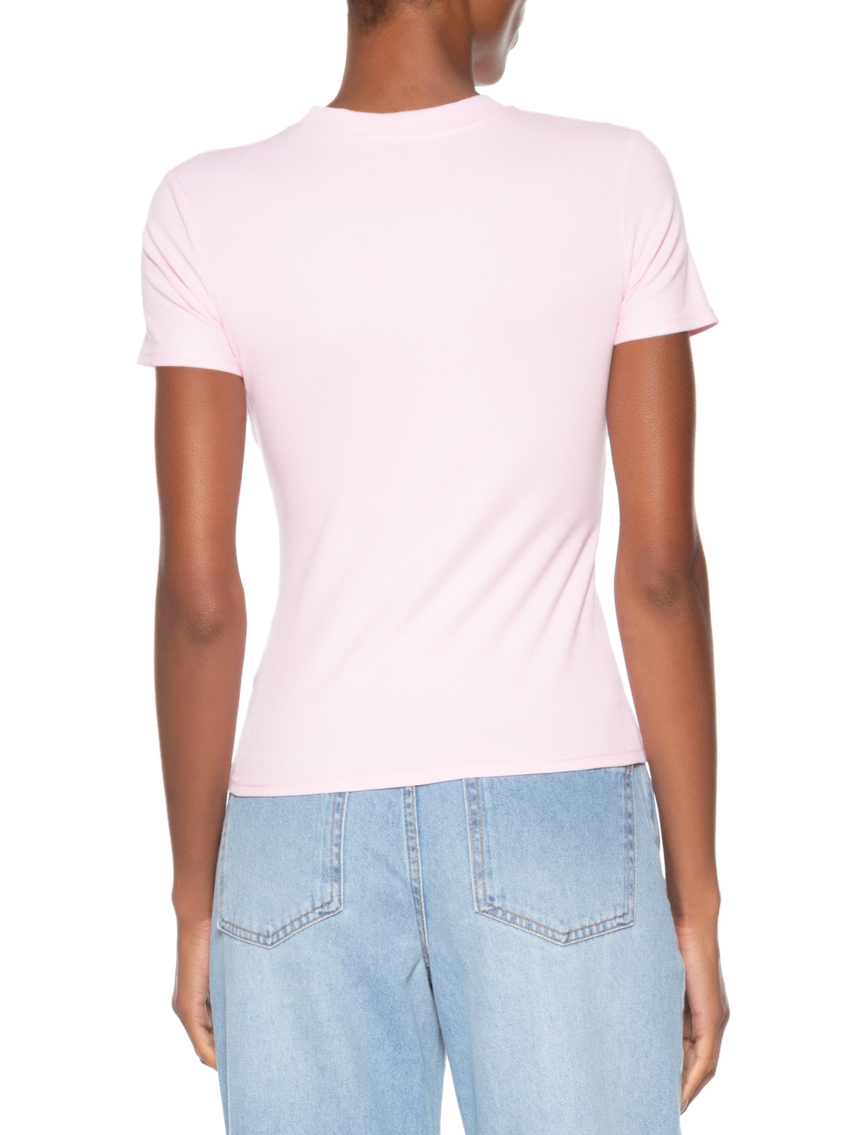Camiseta Feminina Básica Manga Curta Rosa Basiq
