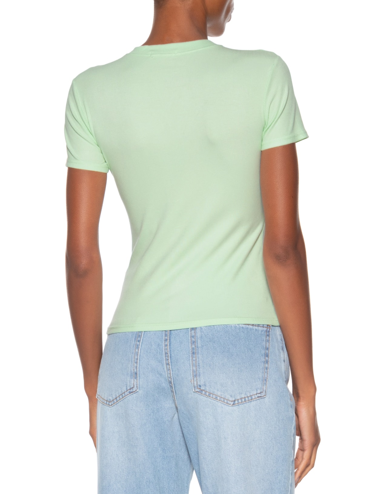 Camiseta Feminina Básica Manga Curta Verde Basiq