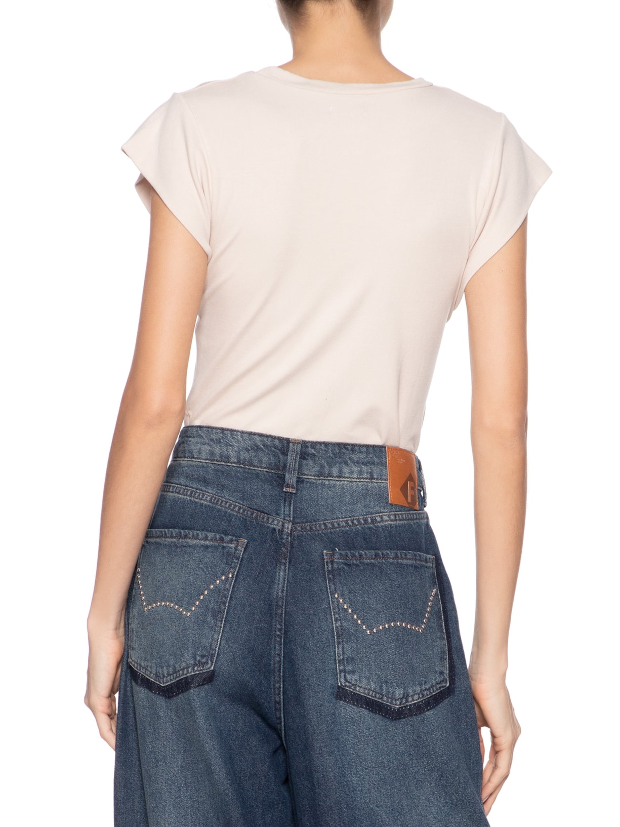 Camiseta Feminina Básica Sem Manga Bege Basiq