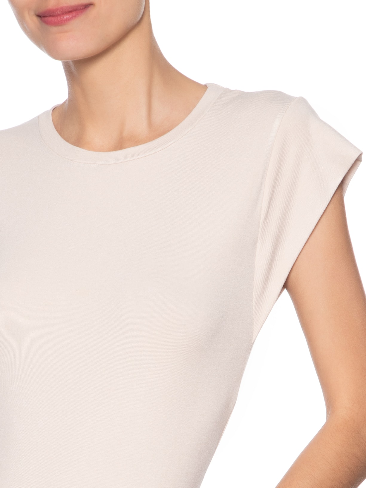 Camiseta Feminina Básica Sem Manga Bege Basiq