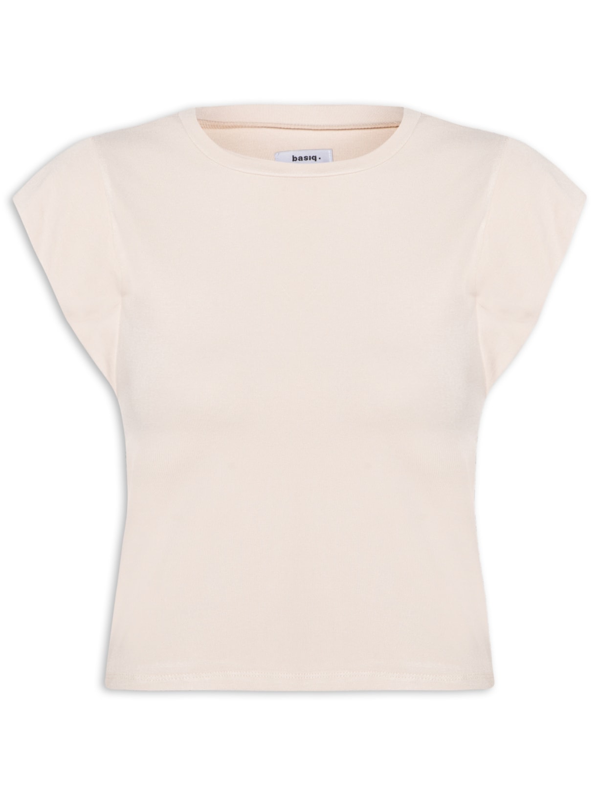 Camiseta Feminina Básica Sem Manga Bege Basiq