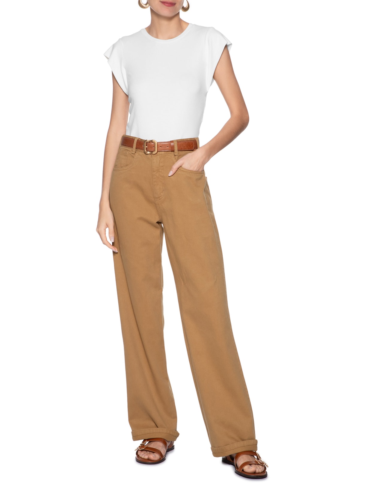 Camiseta Feminina Básica Sem Manga Branco Basiq