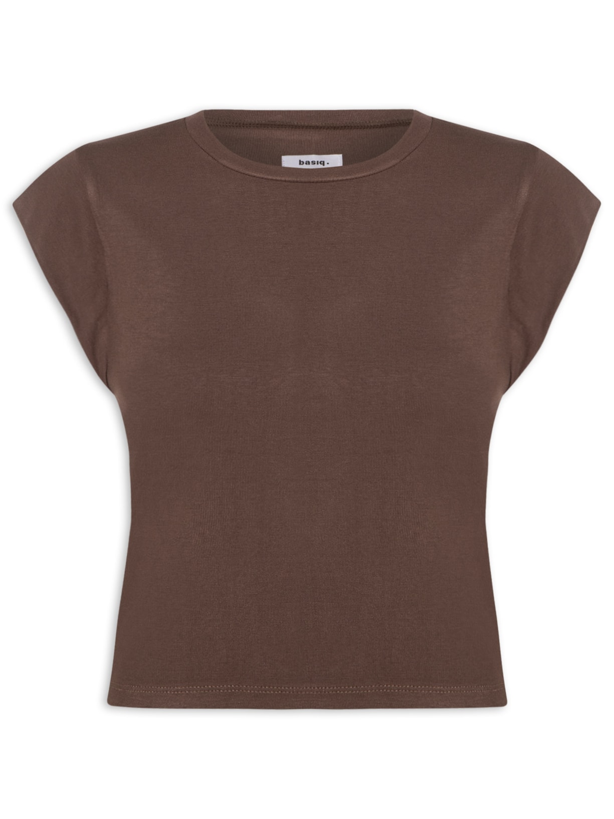 Camiseta Feminina Básica Sem Manga Marrom Basiq