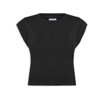 Camiseta Feminina Básica Sem Manga - Preto