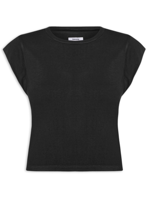 Camiseta Feminina Básica Sem Manga - Preto