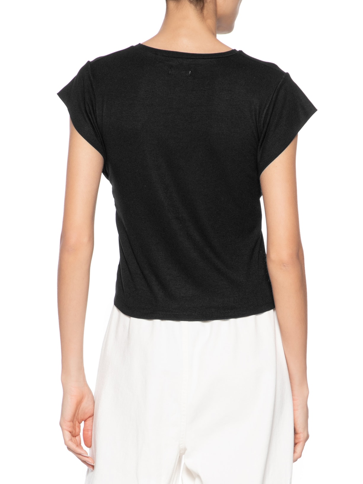 Camiseta Feminina Básica Sem Manga Preto Basiq