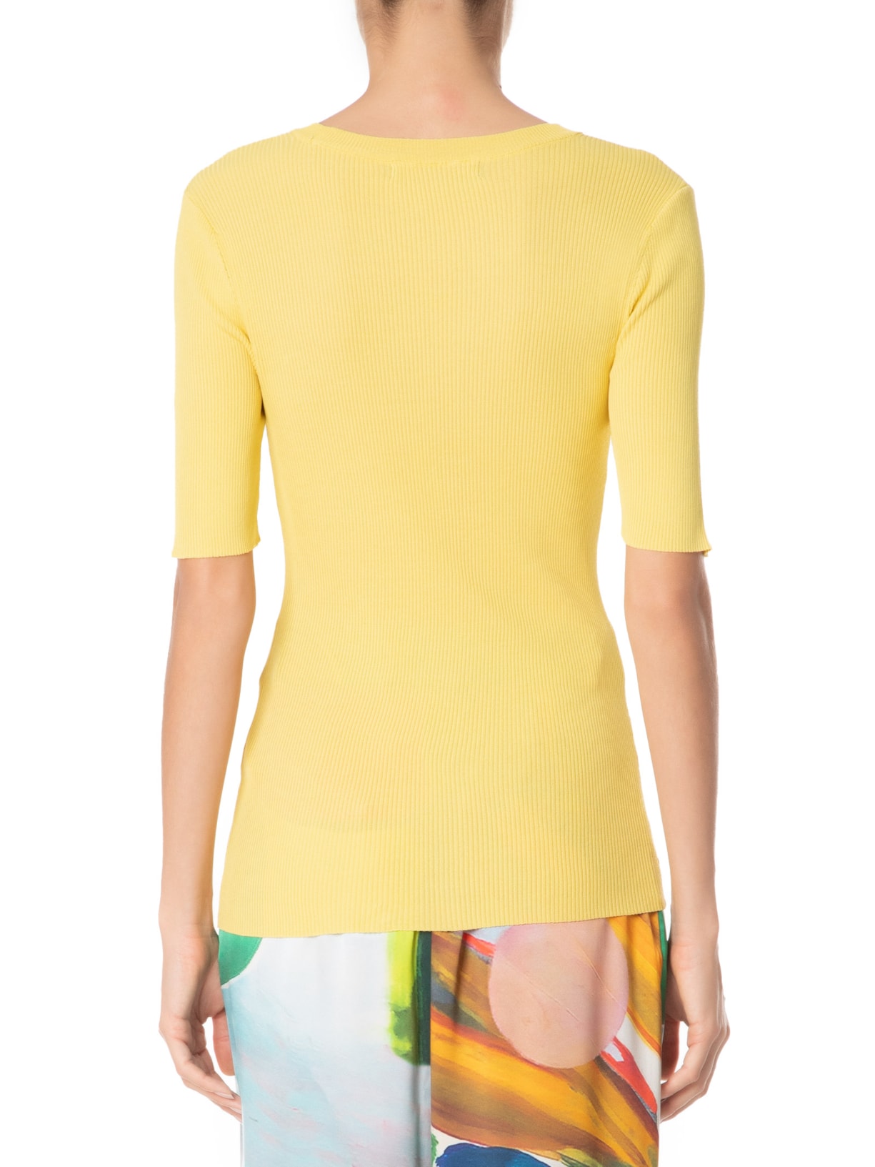 Camiseta Feminina Básica Tricot Canelada Amarelo Animale