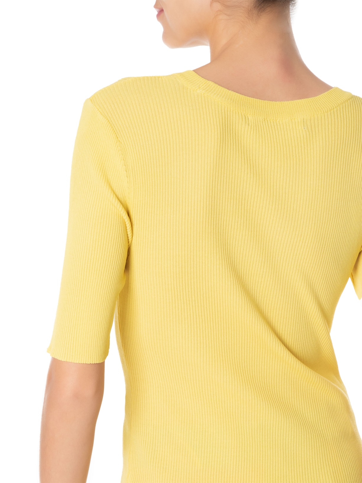 Camiseta Feminina Básica Tricot Canelada Amarelo Animale