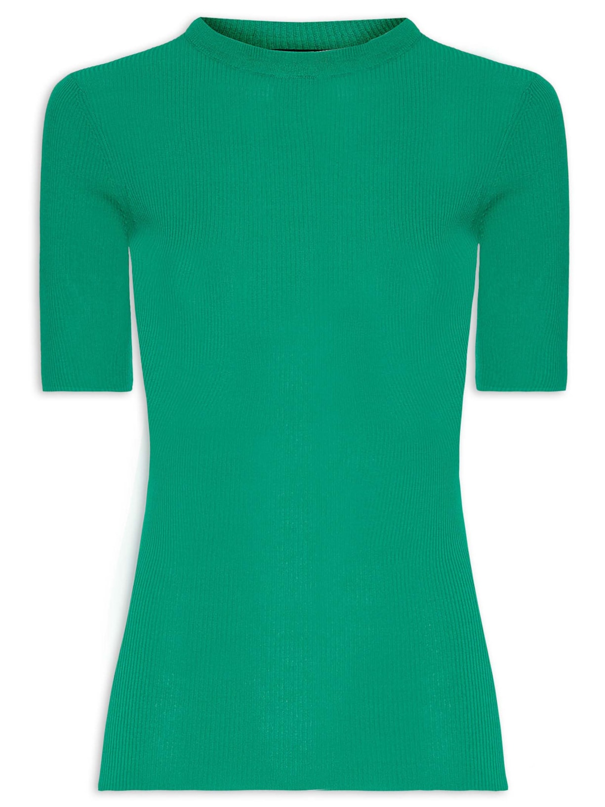 Camiseta Feminina Básica Tricot Canelada - Verde