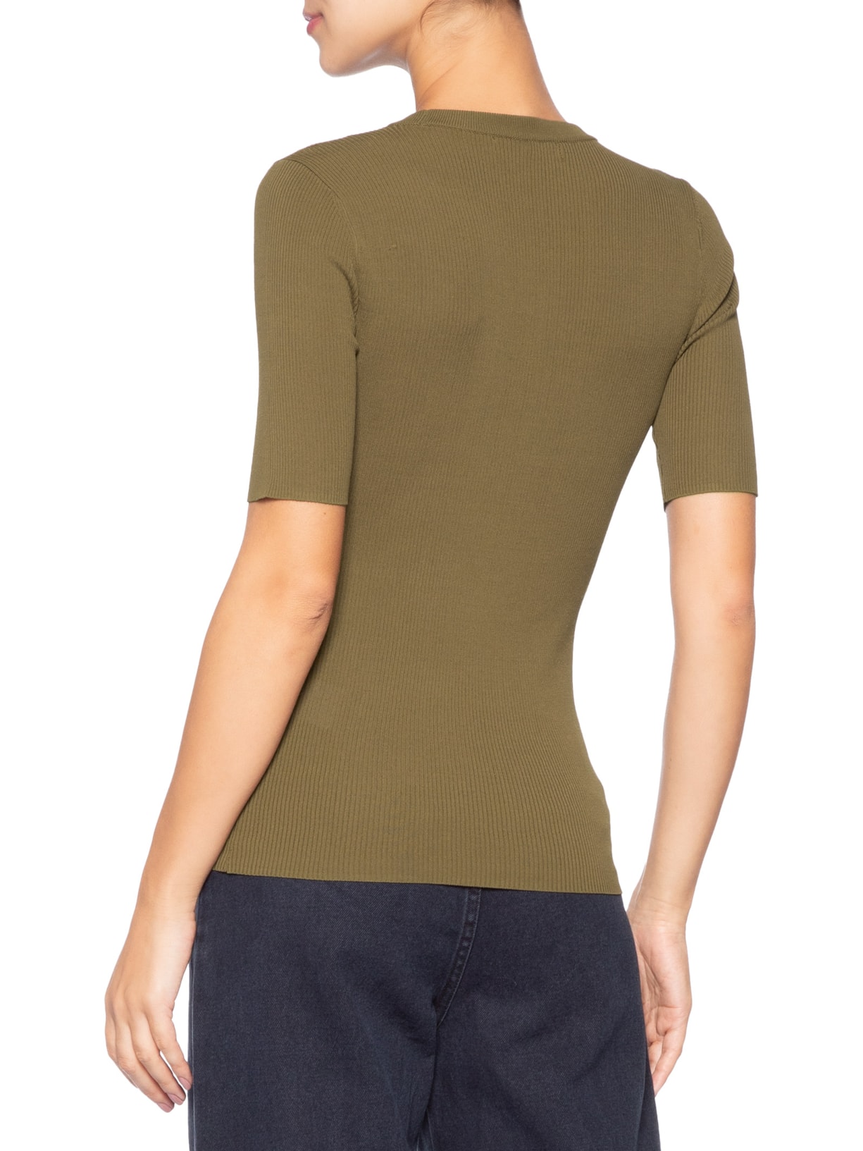 Camiseta Feminina Básica Tricot Canelado Color Verde Animale