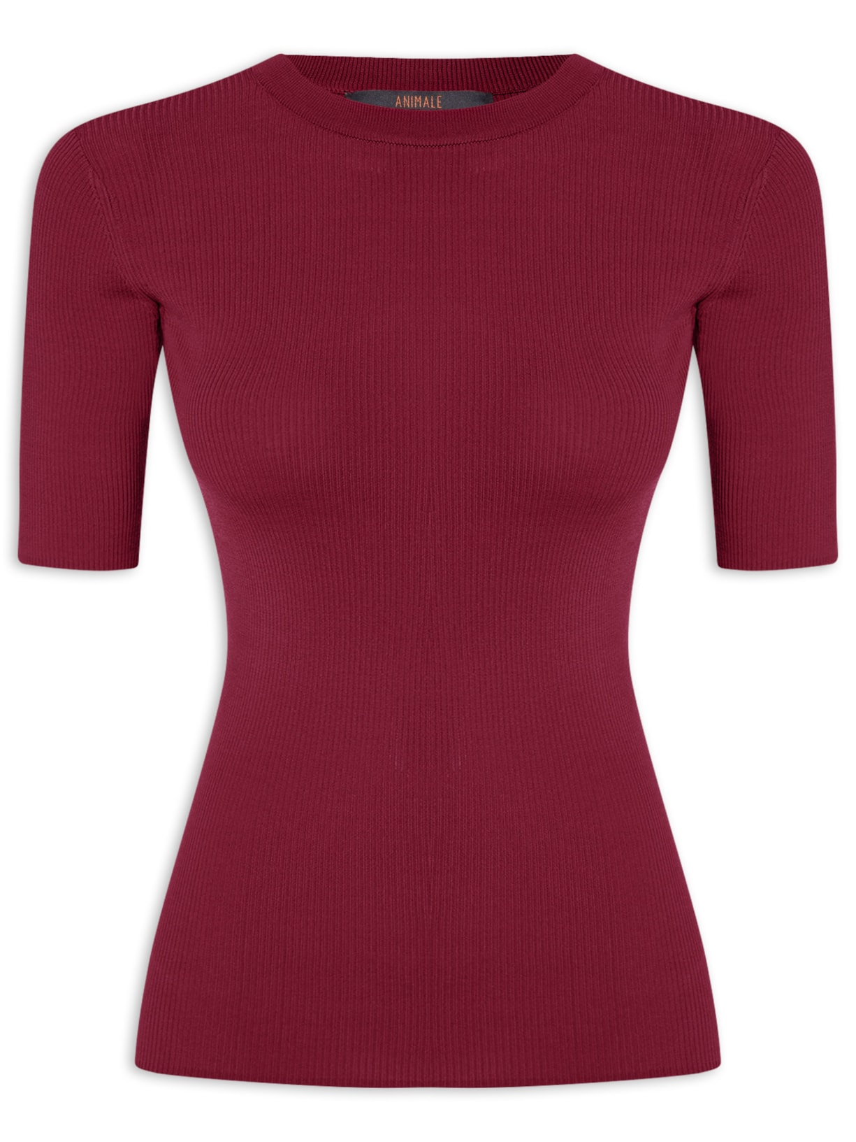 Camiseta Feminina Básica Tricot Canelado Color - Vermelho