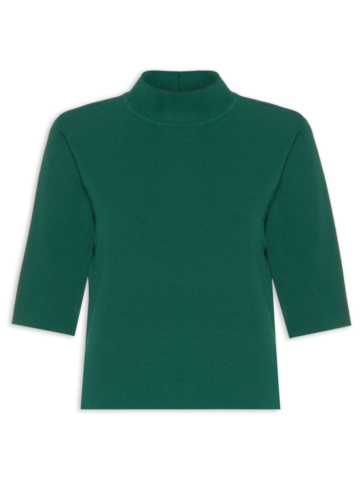 Camiseta Feminina Básica Tricot Gola Alta - Verde