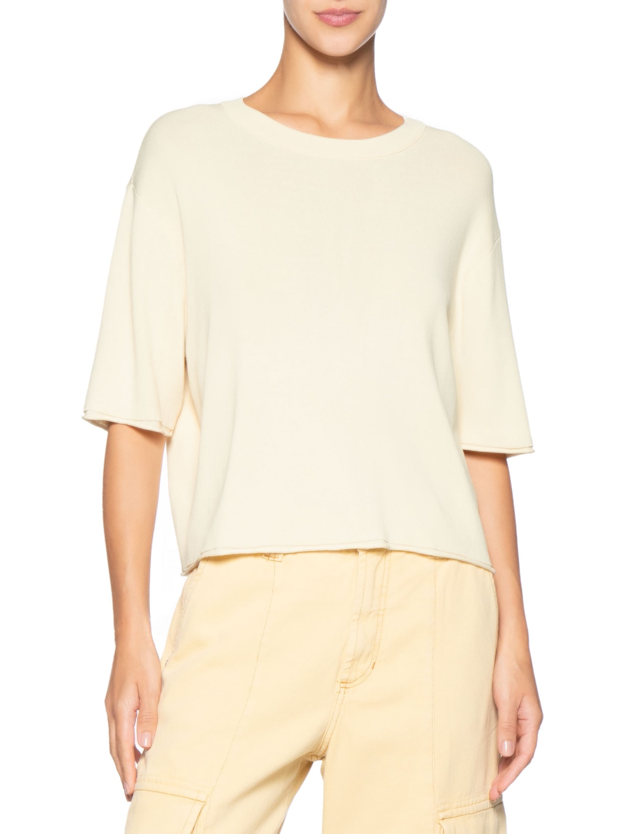 Camiseta Feminina Básica Tricot  – Amarelo Animale Jeans