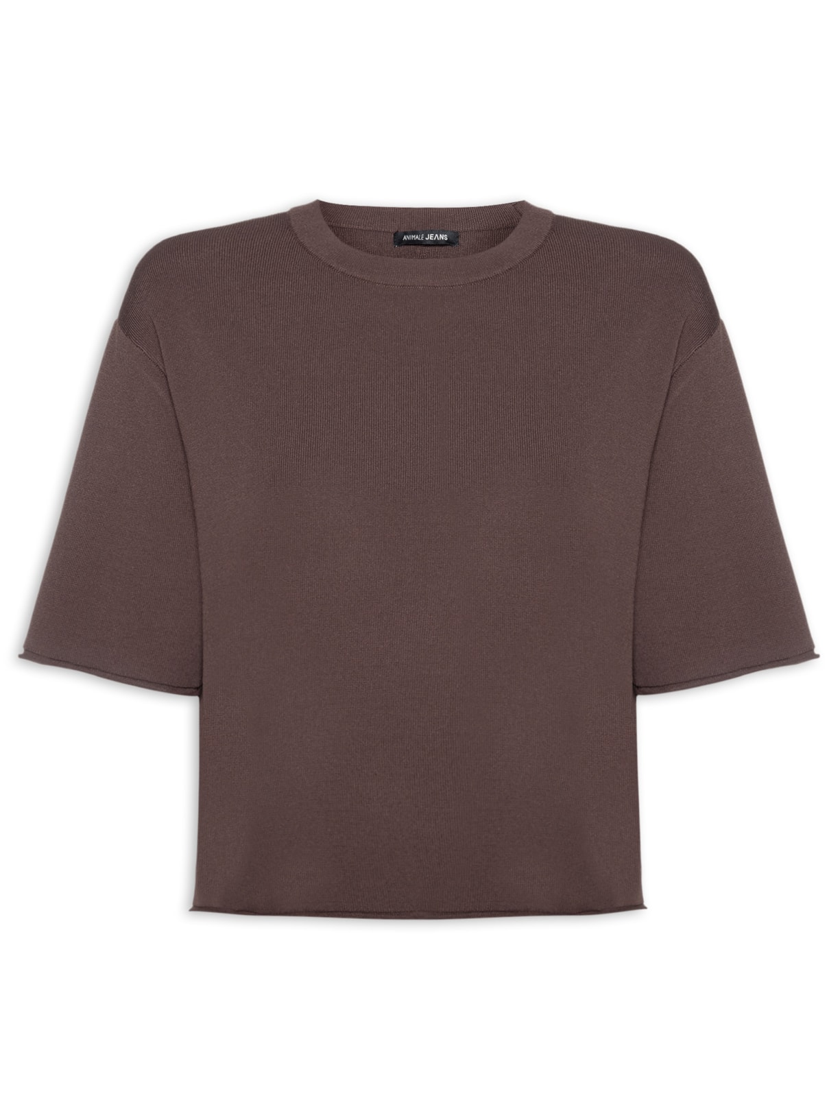 Camiseta Feminina Básica Tricot – Marrom Animale Jeans