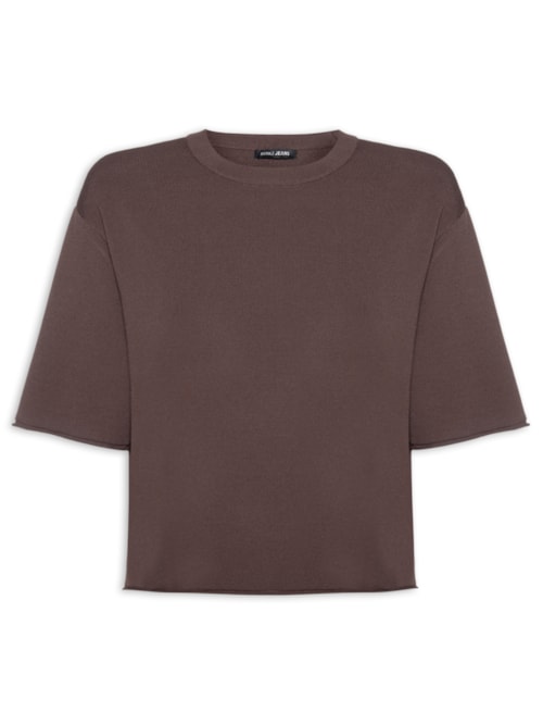 Camiseta Feminina Básica Tricot – Marrom