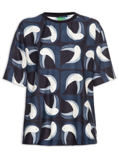 Camiseta Feminina Básica Tuca Tropical - Preto