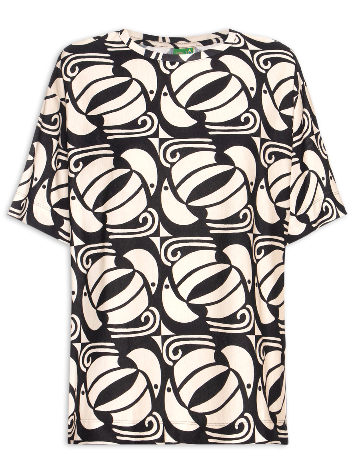 Camiseta Feminina Básica Tuca Xadrez Preto Farm