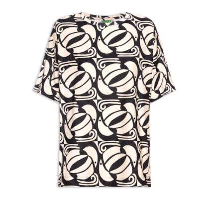 Camiseta Feminina Básica Tuca Xadrez - Preto