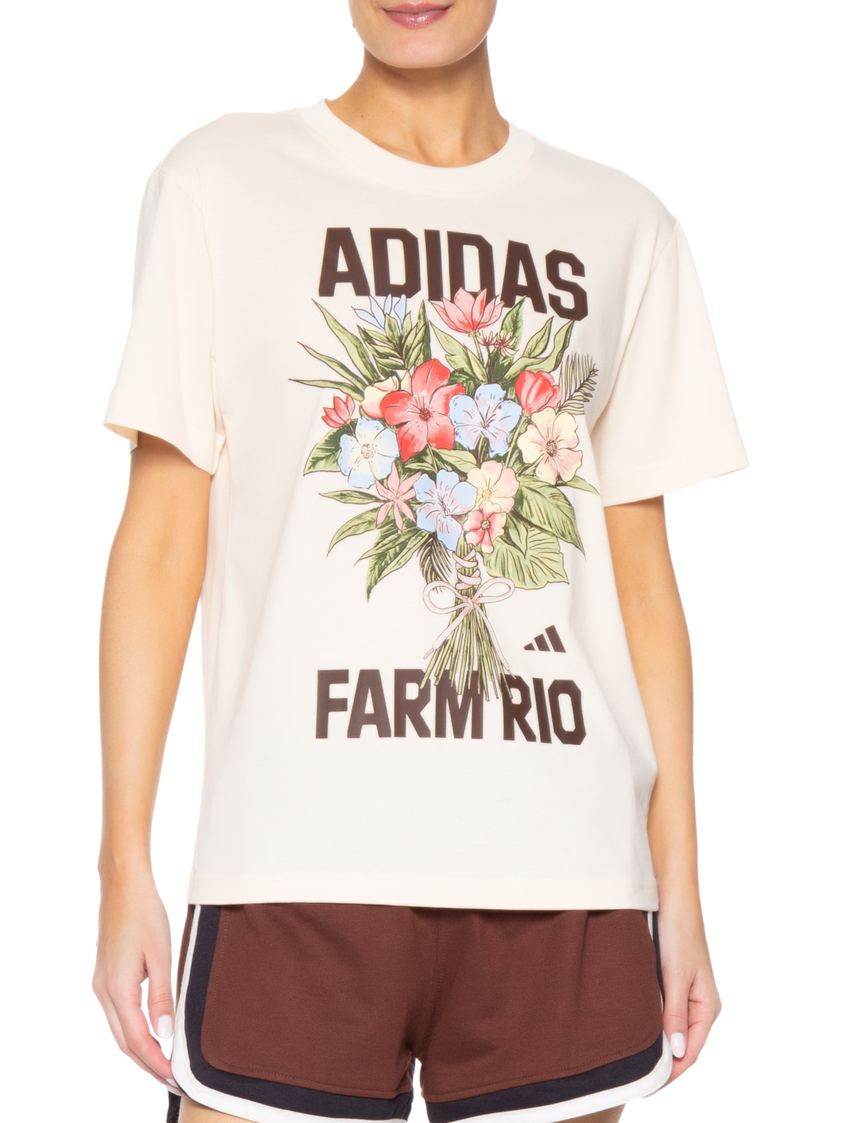 Camiseta Feminina Bege Adidas + Farm