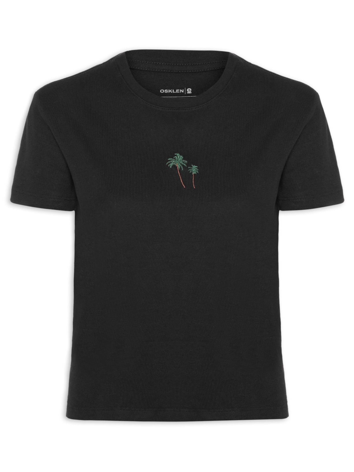 Camiseta Feminina Bordado Coqueiros Color - Preto