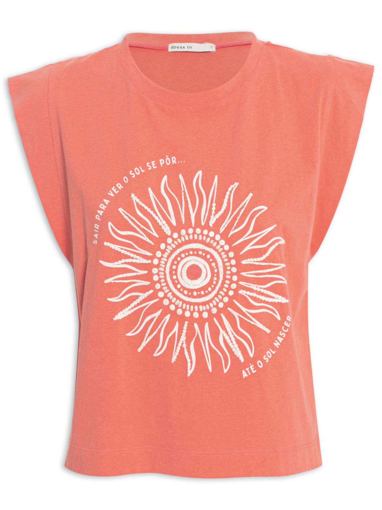 Camiseta Feminina Bordado Sol - Rosa