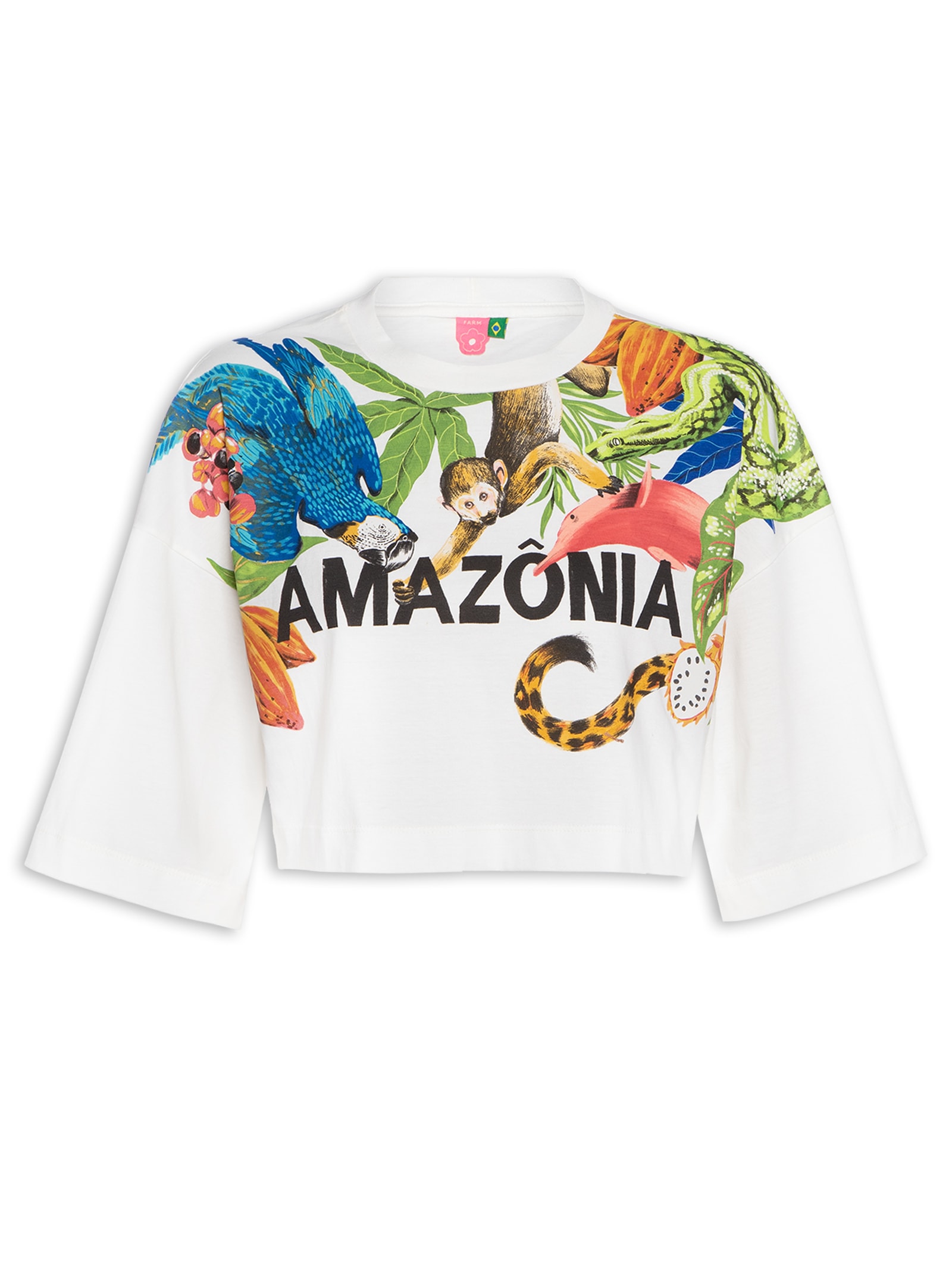 T-shirt Box Cropped Amazonia - Farm - Off White