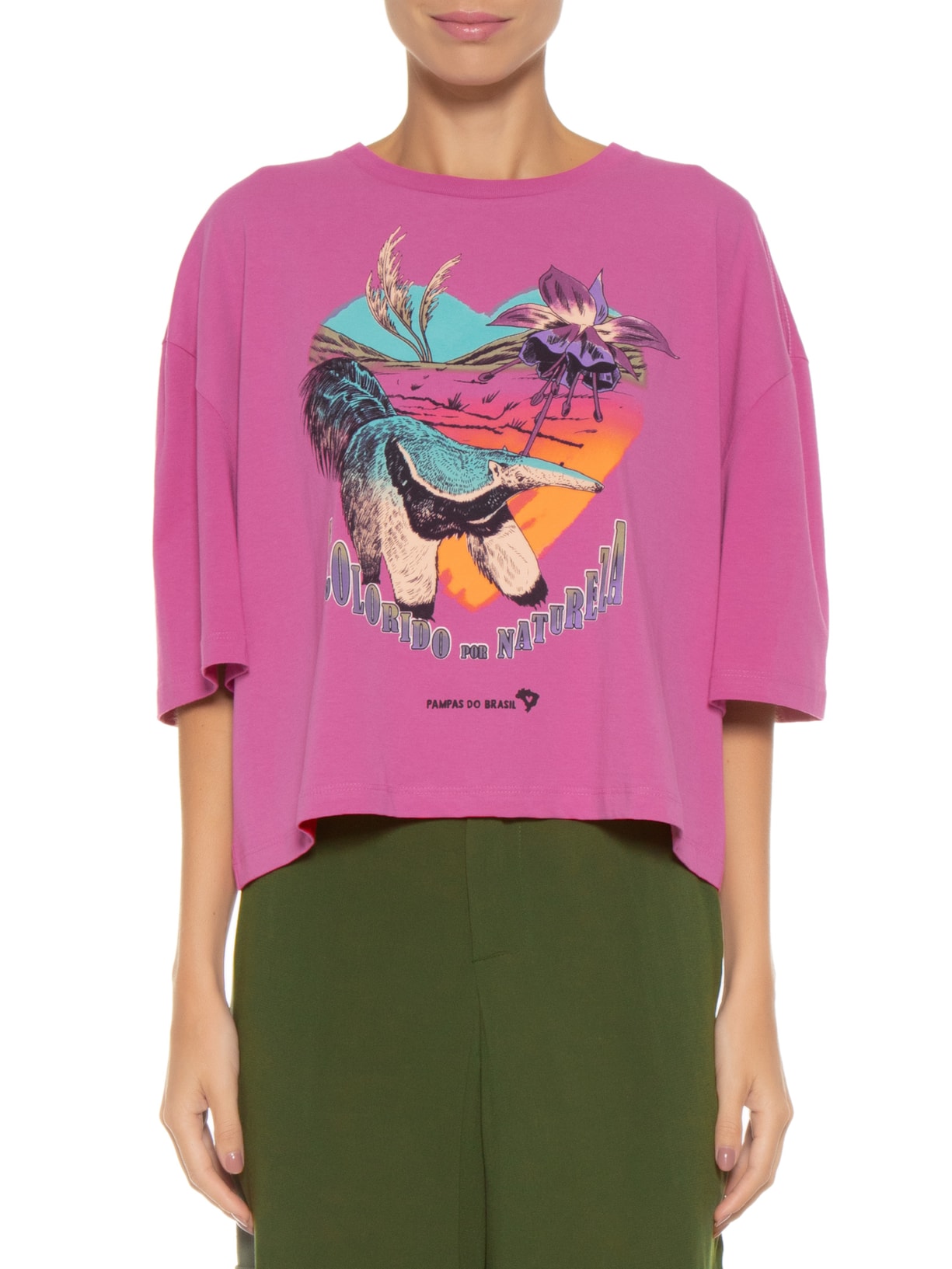 Camiseta Feminina Box Pampas Do Brasil Rosa Farm