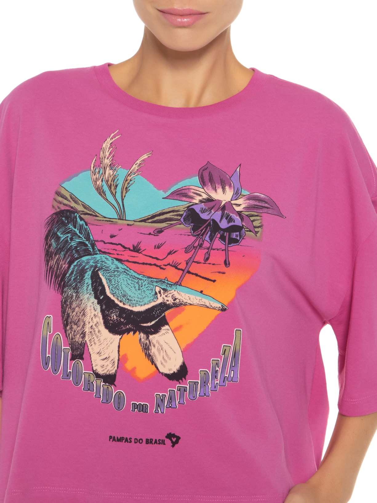 Camiseta Feminina Box Pampas Do Brasil Rosa Farm