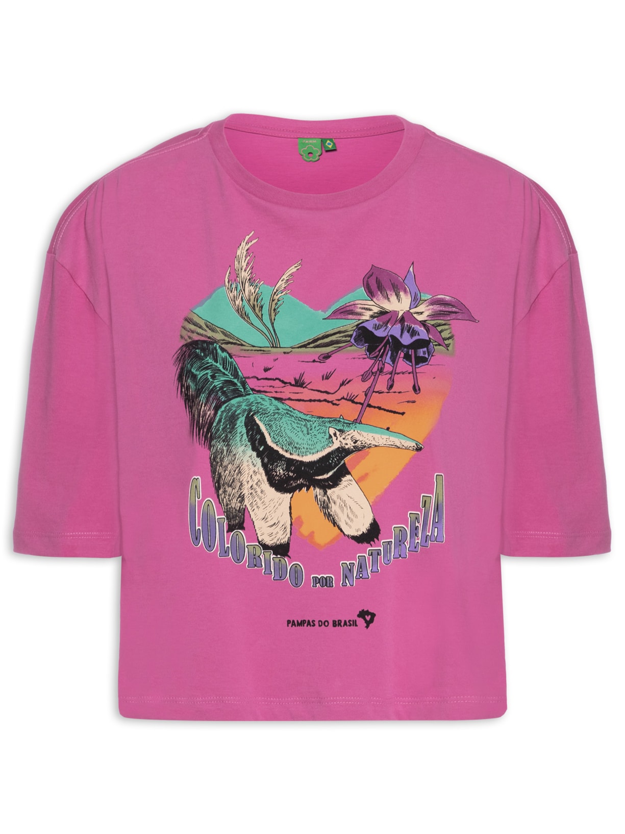 Camiseta Feminina Box Pampas Do Brasil Rosa Farm
