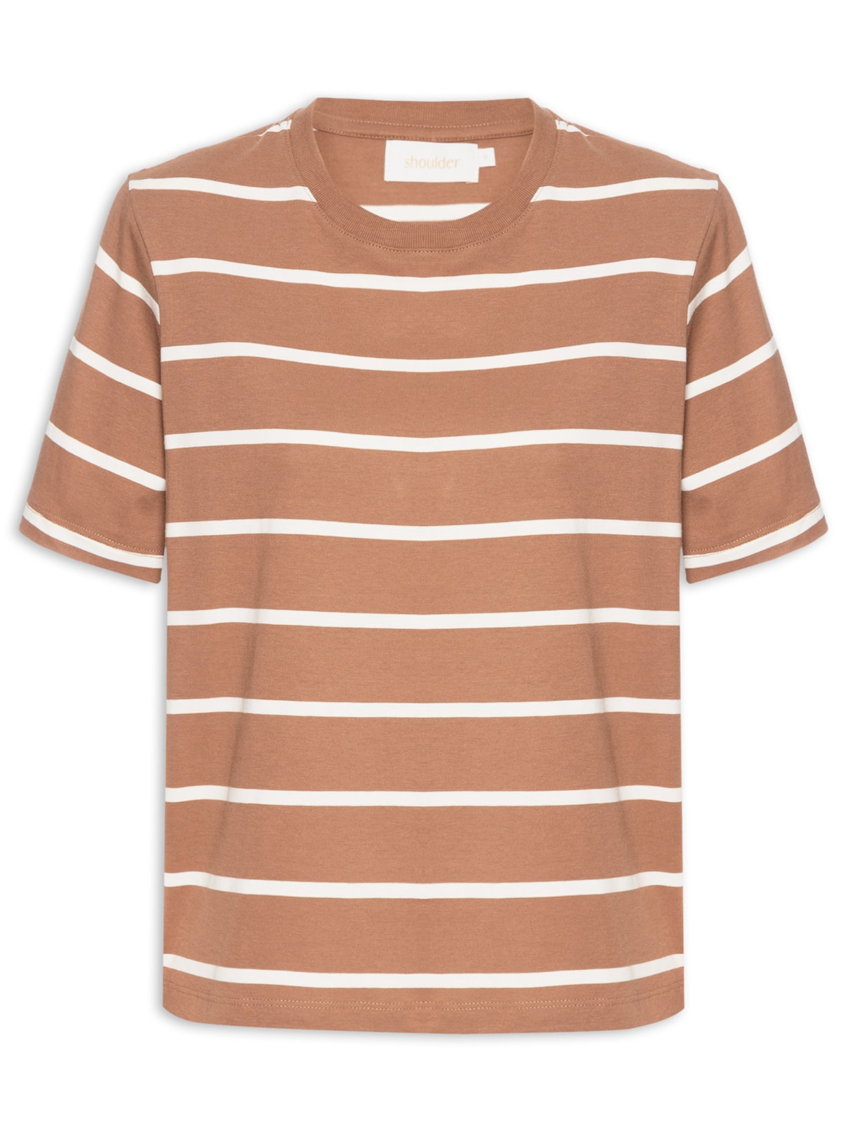 Camiseta Feminina Boxy Listra - Marrom