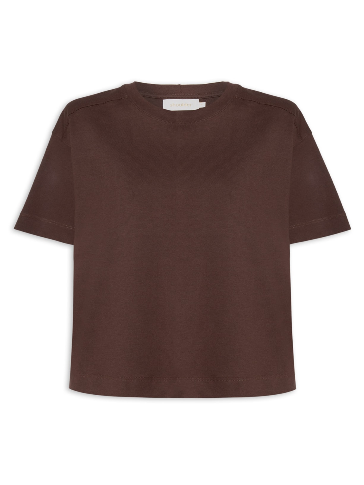 Camiseta Feminina Boxy Recortes - Marrom