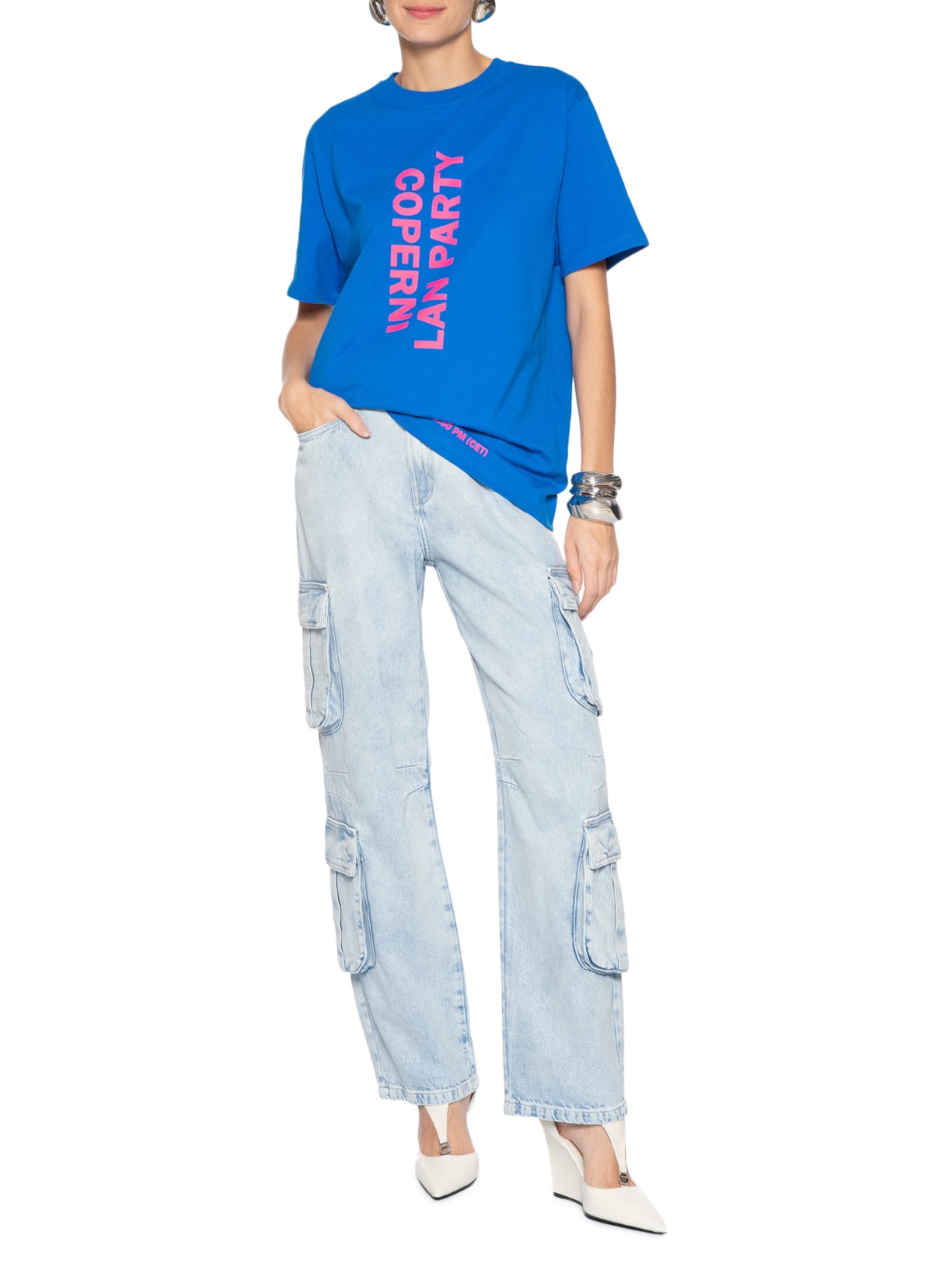 Camiseta Feminina Boxy Tee Lan Party Azul Coperni