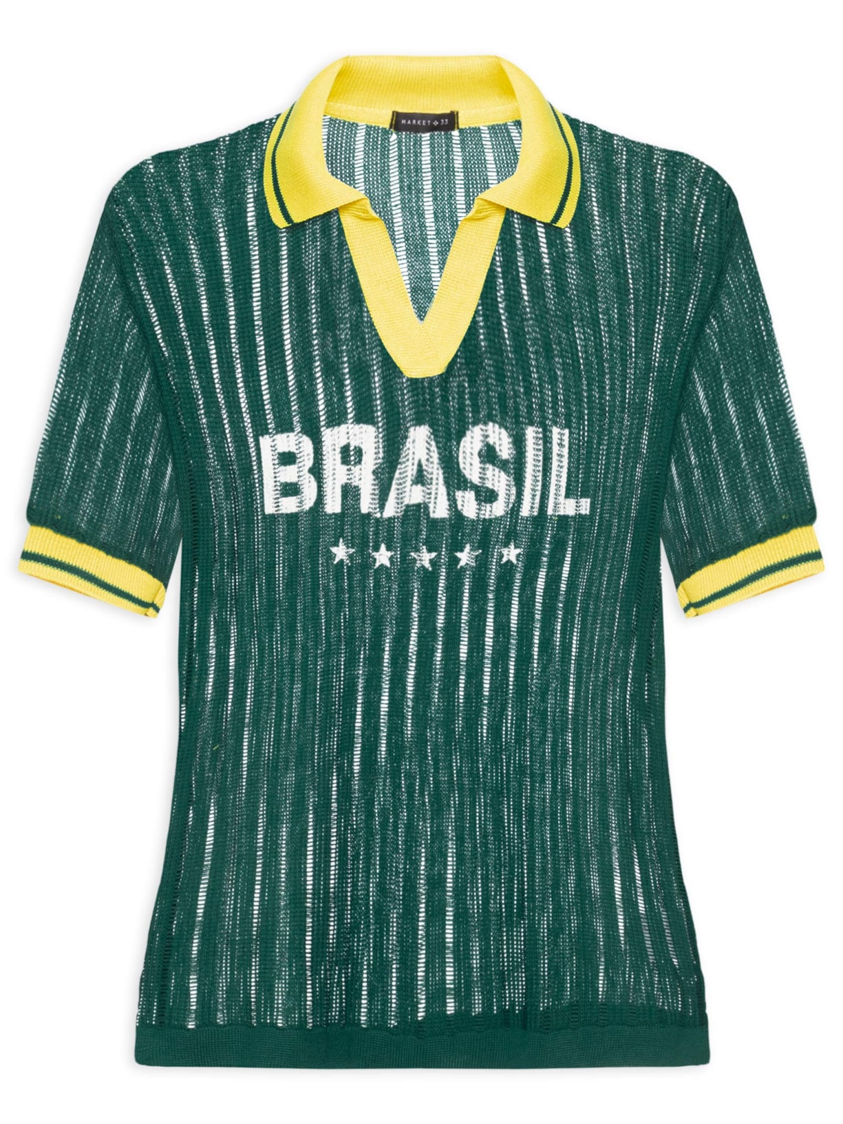 Camiseta Feminina Brasil Em Tricot Verde Market 33