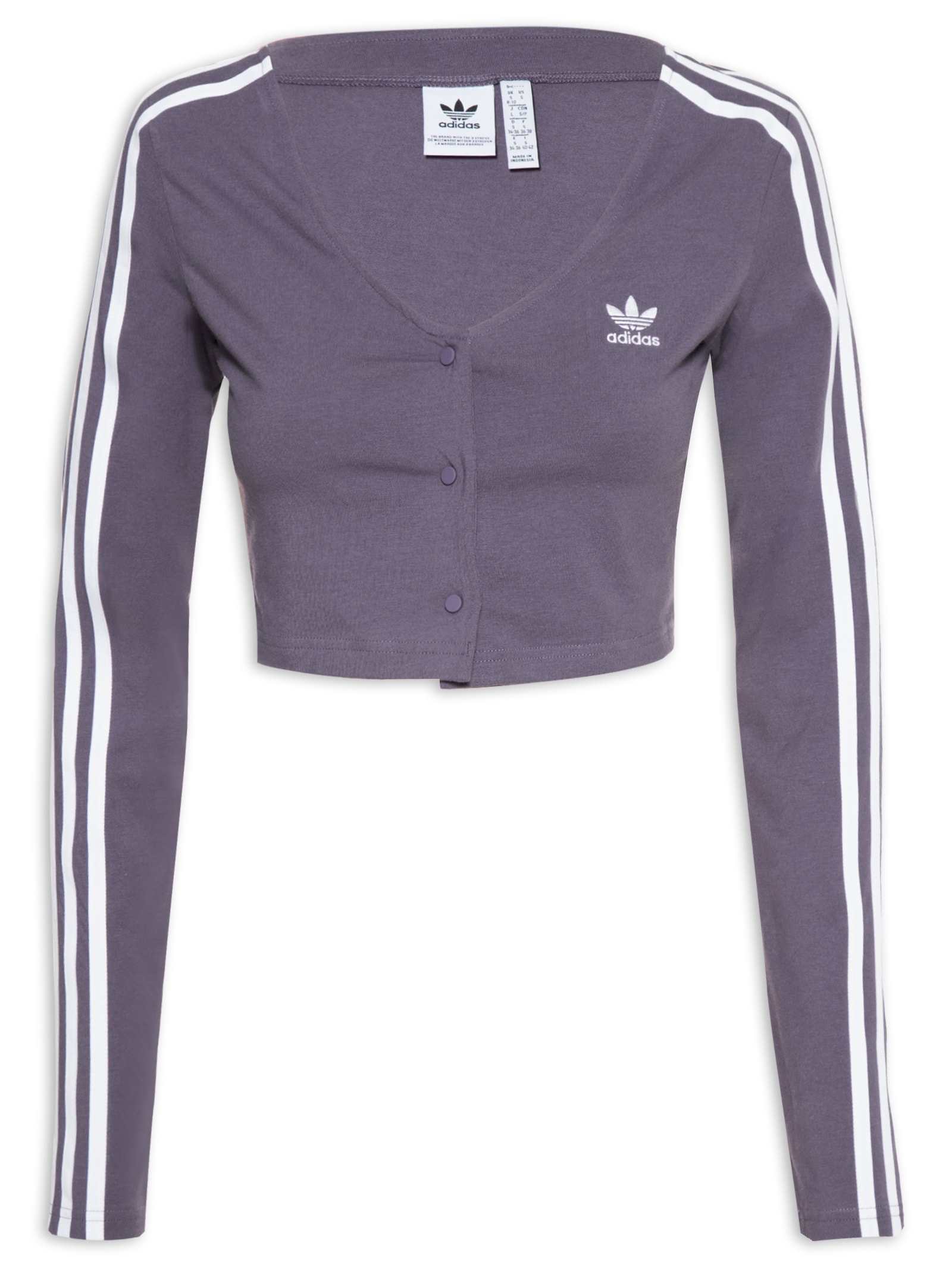 Camiseta Feminina Button Cropped - Adidas Originals - Roxo