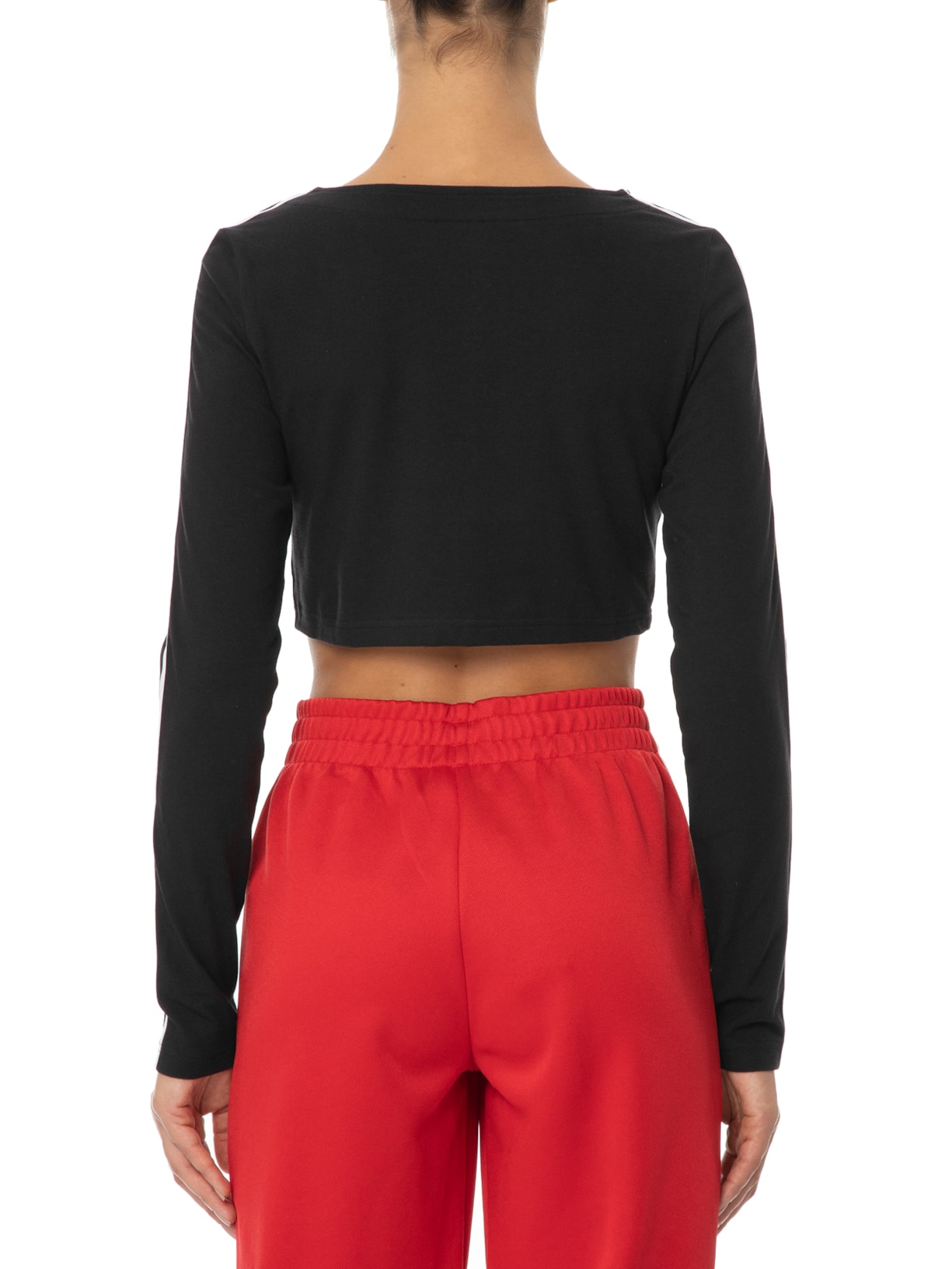 Camiseta Feminina Button Ls Cropped Preto Adidas Originals