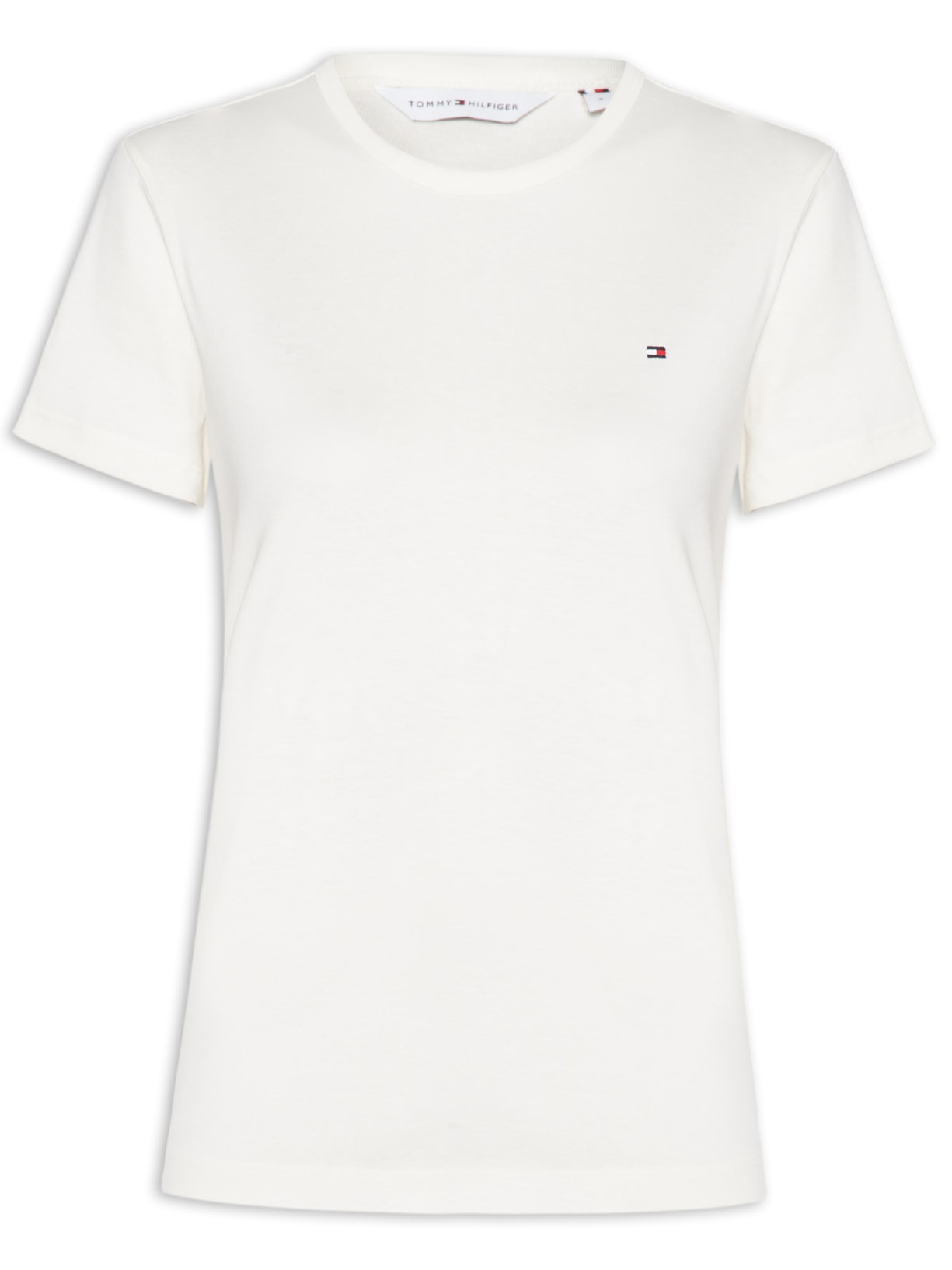 Camiseta Feminina C NK Rib 1x1 Pima Cotton Branco Tommy Hilfiger