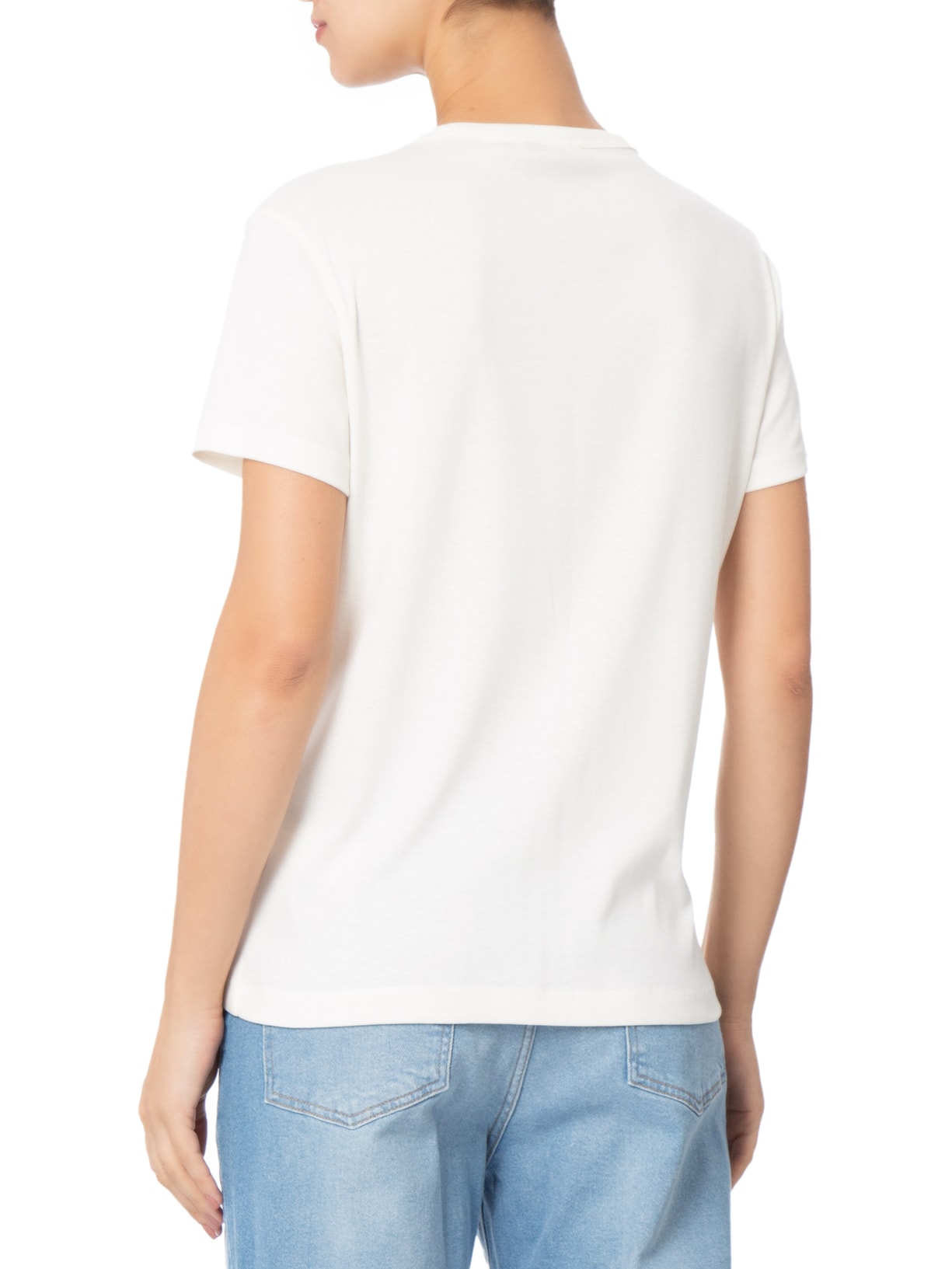 Camiseta Feminina C NK Rib 1x1 Pima Cotton Branco Tommy Hilfiger