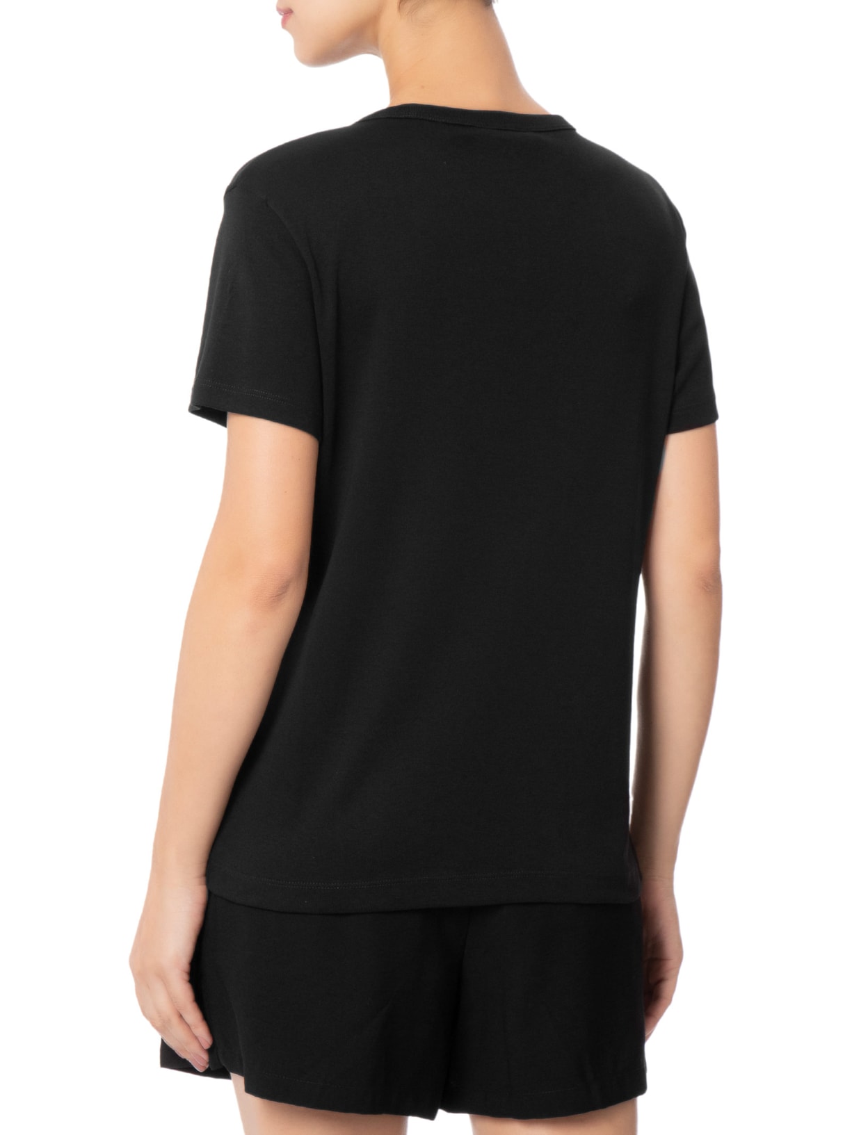 Camiseta Feminina C NK Rib 1x1 Pima Cotton Preto Tommy Hilfiger