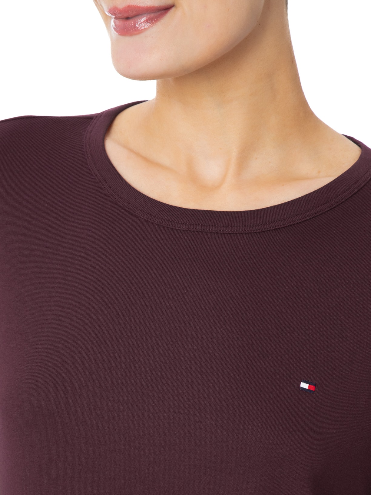 Camiseta Feminina C NK Rib 1x1 Pima Cotton Vermelho Tommy Hilfiger