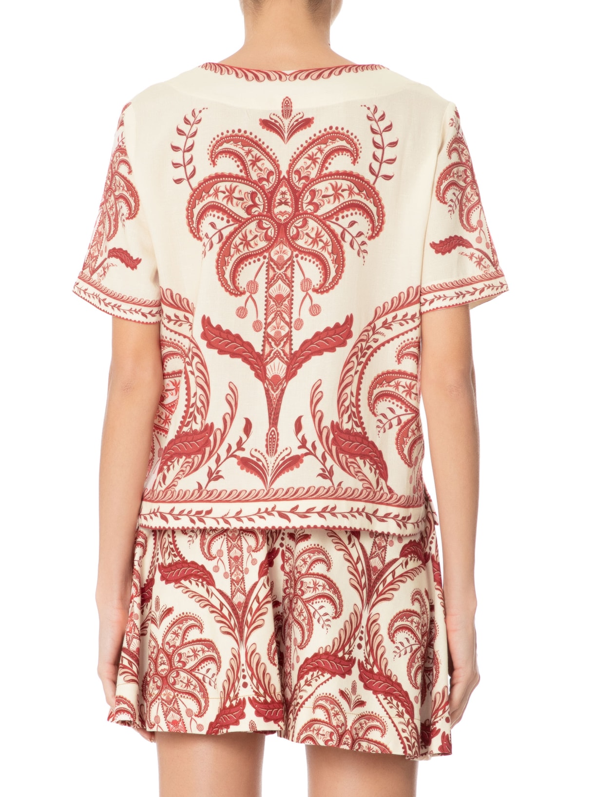 Camiseta Feminina Camafeu Tropical Vermelho  Farm