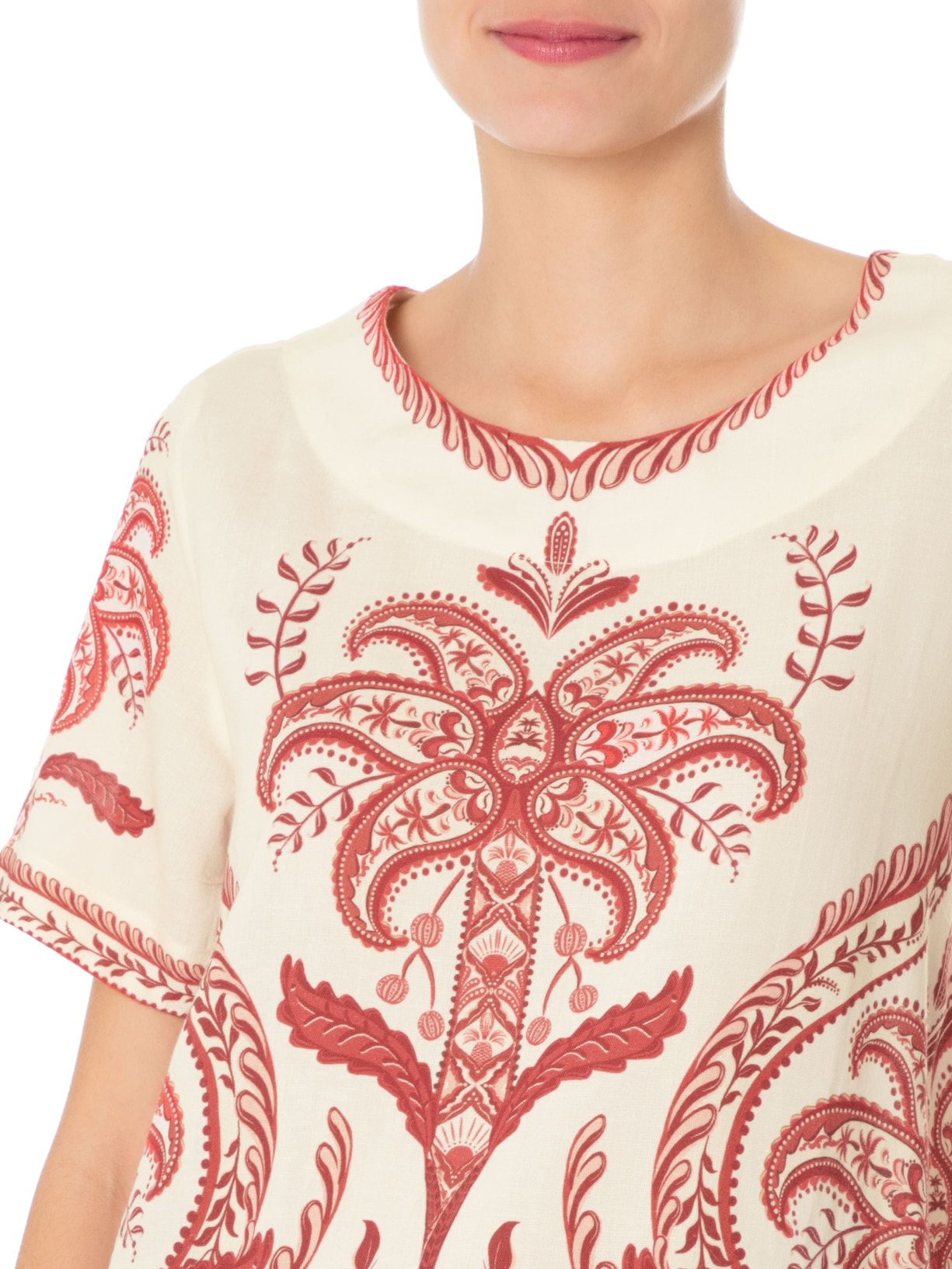 Camiseta Feminina Camafeu Tropical Vermelho  Farm