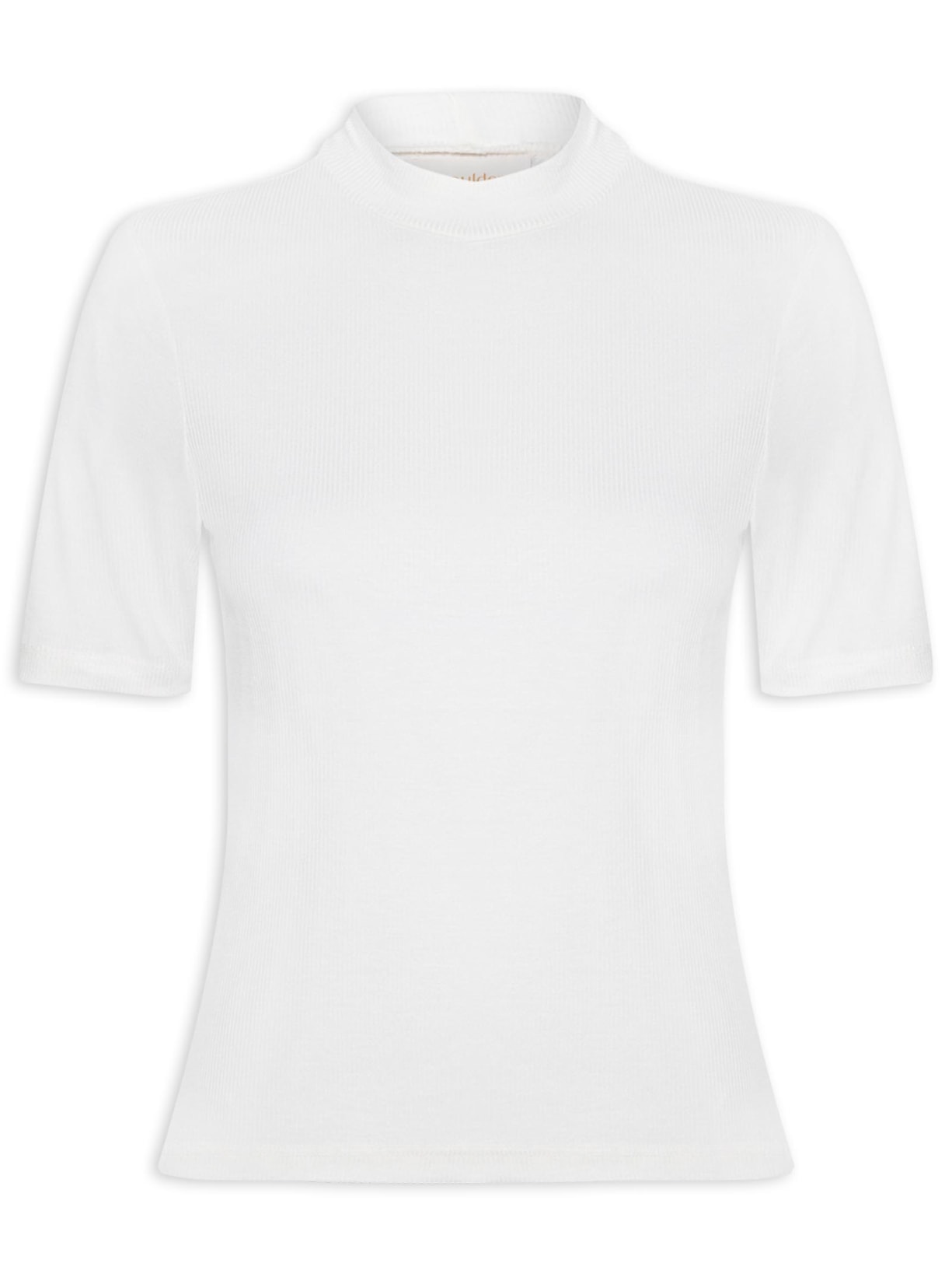 Camiseta Feminina Canelada Gola Alta - Off White