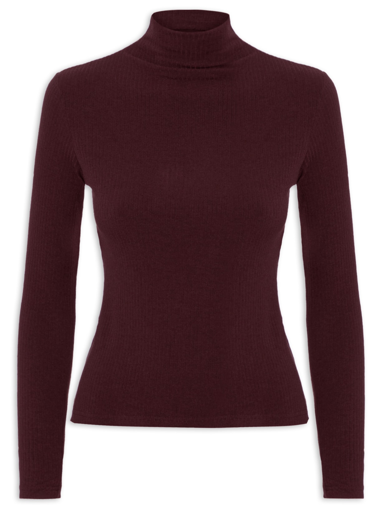 Camiseta Feminina Canelada Manga Longa - Vermelho