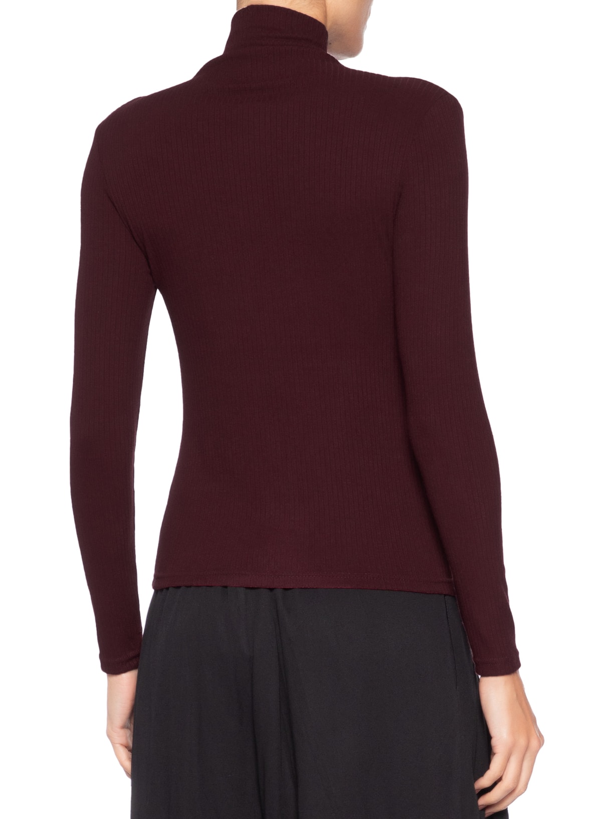 Camiseta Feminina Canelada Manga Longa Vermelho Basiq