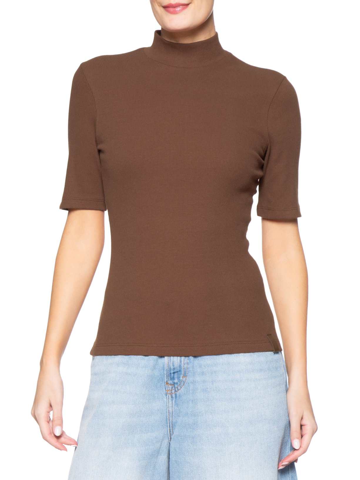 Camiseta Feminina Canelada Marrom Forum