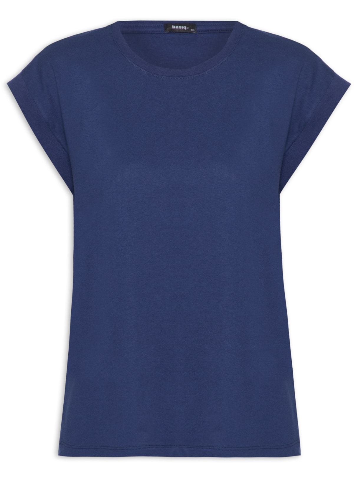 Camiseta Feminina Cava Alongada Básica Azul Basiq