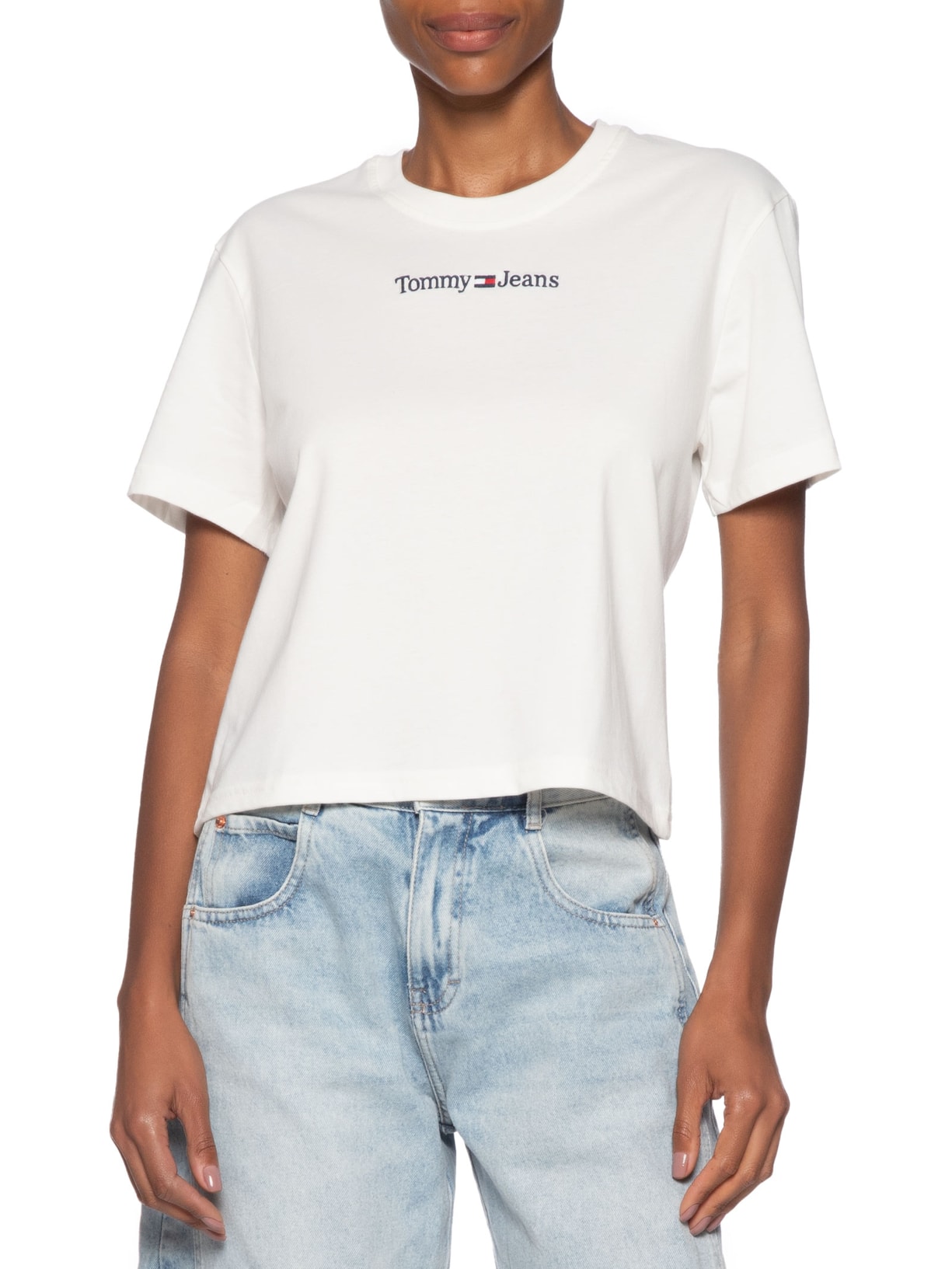 Camiseta Feminina Cls Linear Tee Im Branco Tommy Jeans