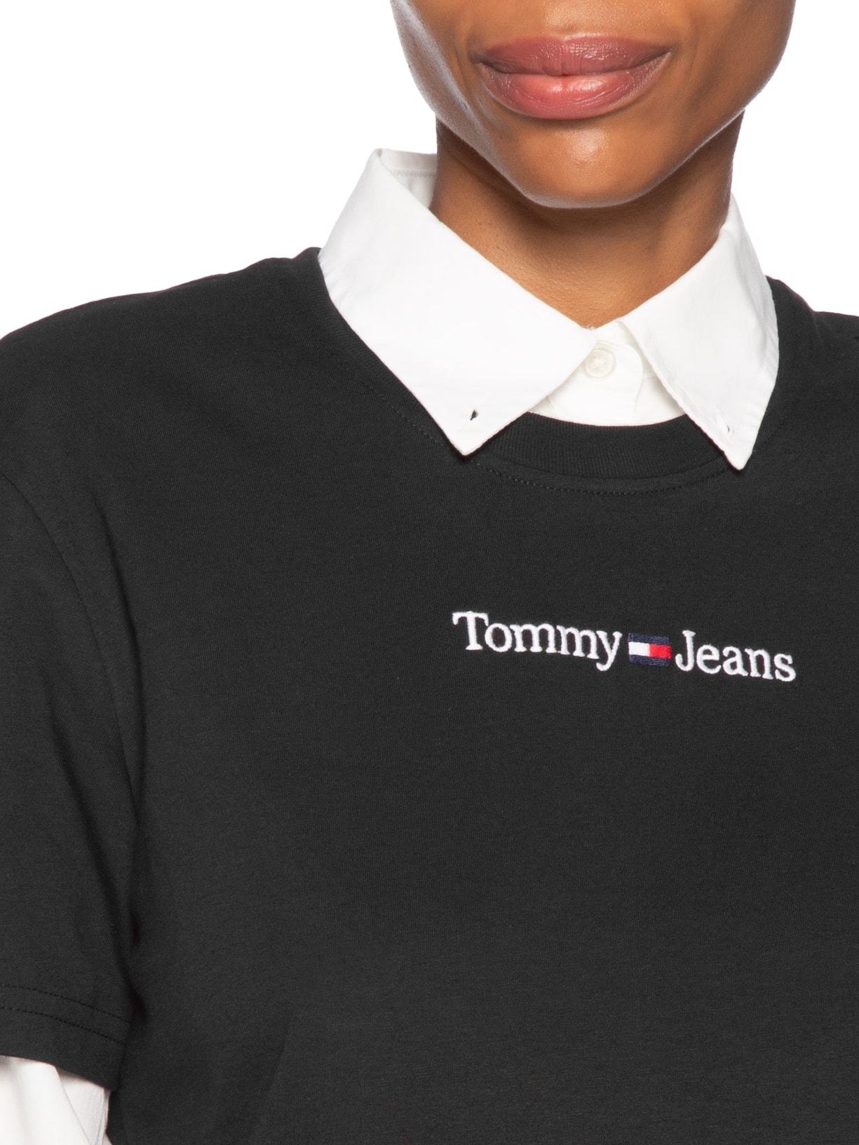 Camiseta Feminina Cls Linear Tee Im Preto Tommy Jeans