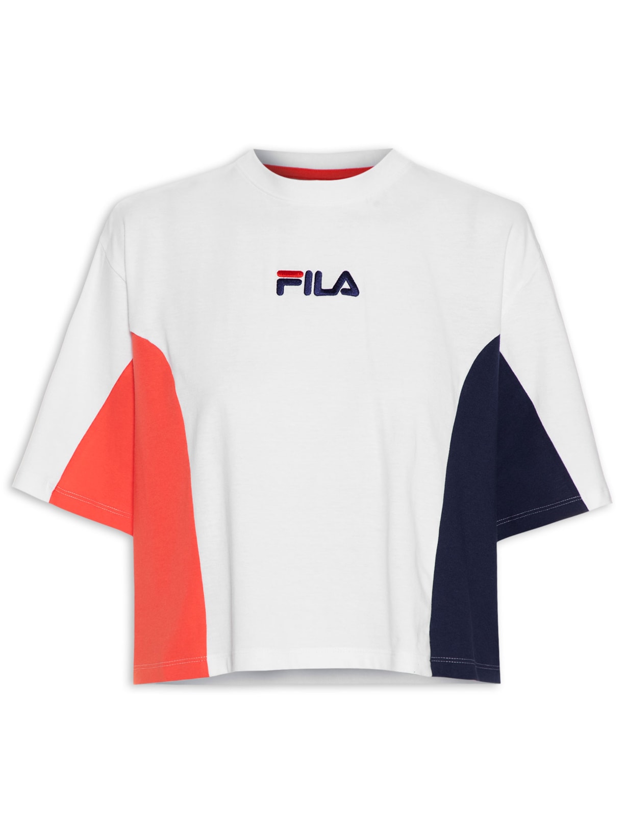 Camiseta Feminina Color Block Letter Branco Fila