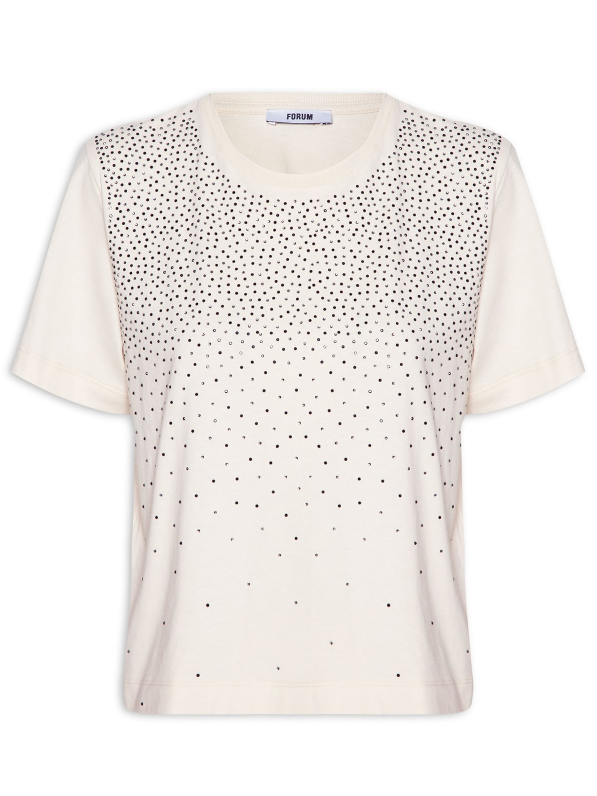 Camiseta Feminina Com Aplicação - Bege